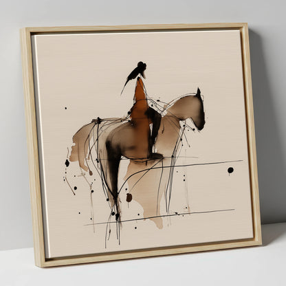 The Silent Connection horse & rider canvas wall art in natural frame