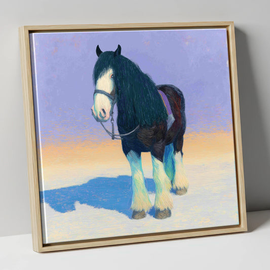 The Gentle Giant horse breed canvas wall art in natural frame