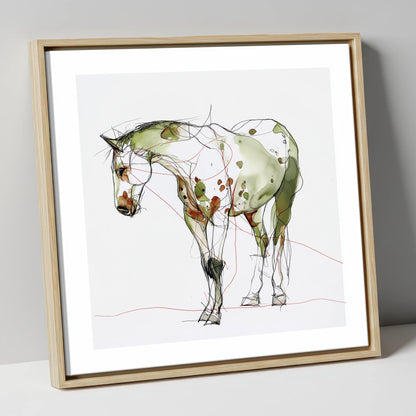Earthy Appaloosa Contour horse breed canvas wall art in natural frame
