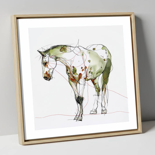 Earthy Appaloosa Contour horse breed canvas wall art in natural frame
