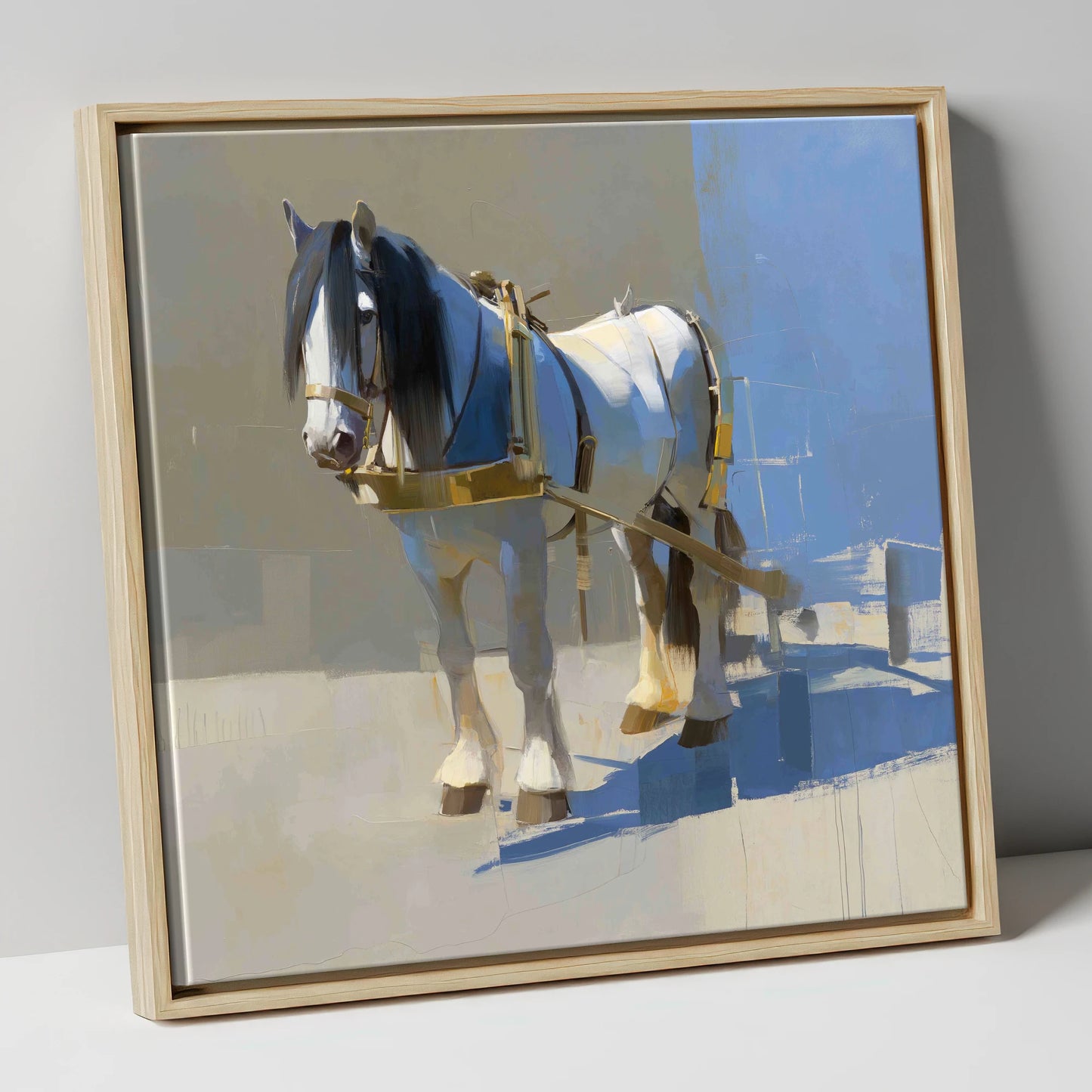 Dignity in the Shade working horse canvas wall art in natural frame