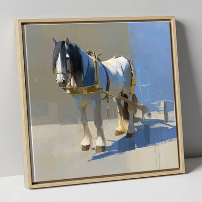 Dignity in the Shade working horse canvas wall art in natural frame