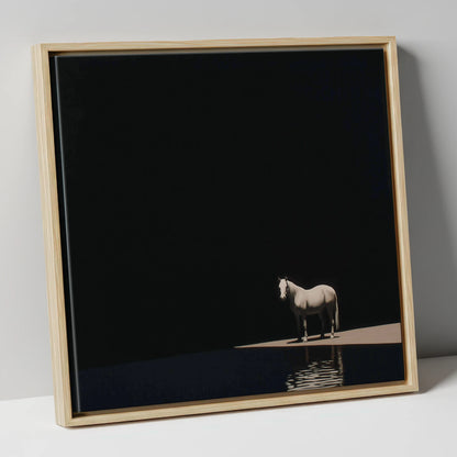 The Luminous Grey horse portrait canvas wall art in natural frame