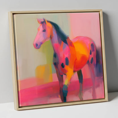 Vivid Appaloosa Spirit horse breed canvas wall art in natural frame
