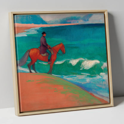 Chestnut By The Emerald Shore horse landscape canvas wall art in natural frame