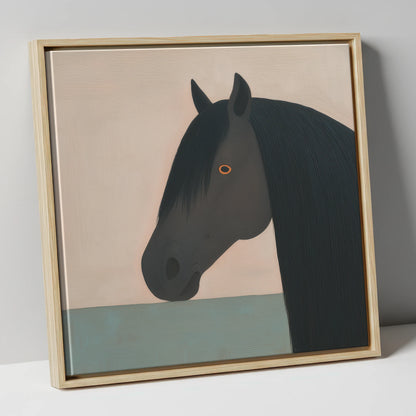 The Charcoal Profile horse breed canvas wall art in natural frame