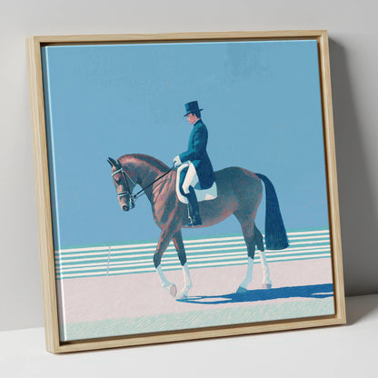 Classical Dressage Elegance dressage horse canvas wall art in natural frame
