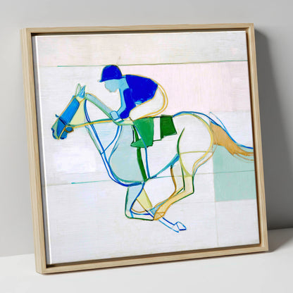 Abstract Racing Rhythm racing horse canvas wall art in natural frame