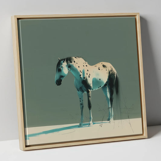 Modern Appaloosa Study horse breed canvas wall art in natural frame
