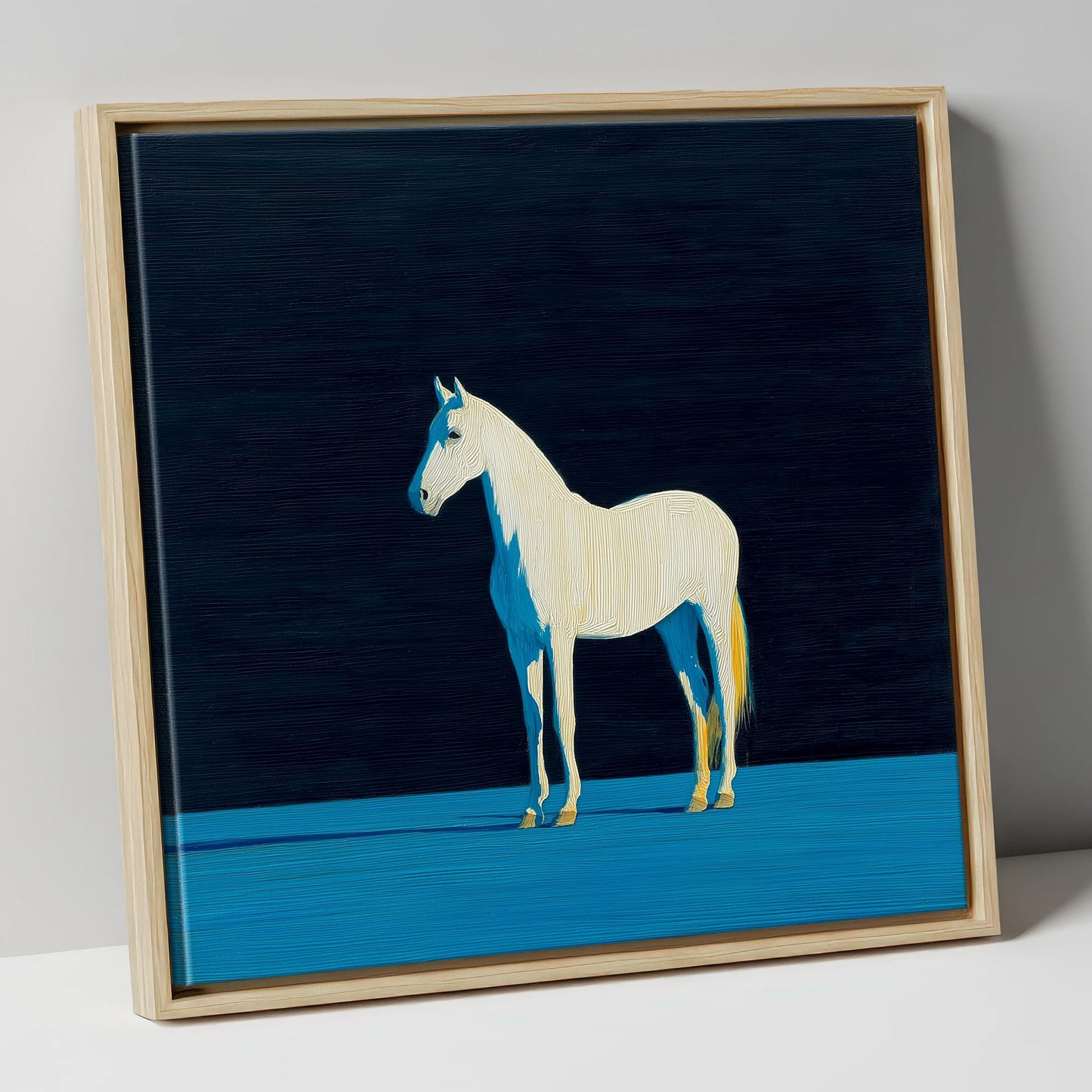 Azure Shadow Equine horse breed canvas wall art in natural frame