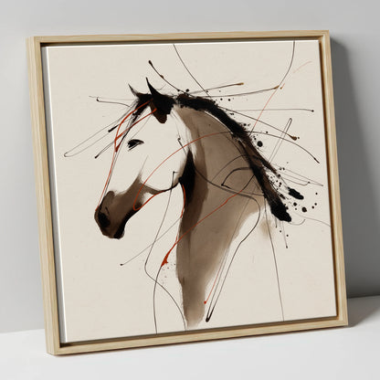 Dynamic Sepia Profile horse portrait canvas wall art in natural frame