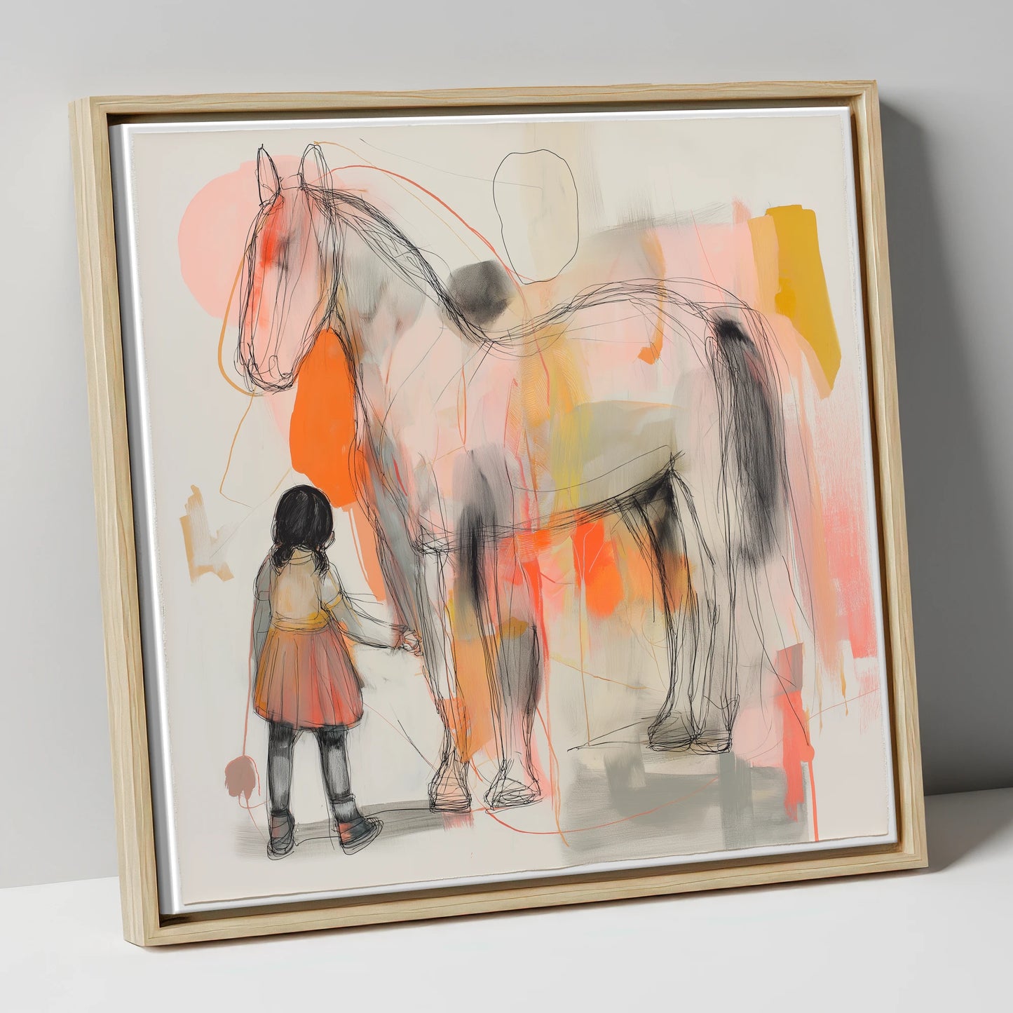 The Gentle Connection horse & rider canvas wall art in natural frame