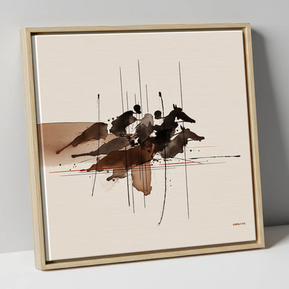 Pulse of the Turf racing horse canvas wall art in natural frame