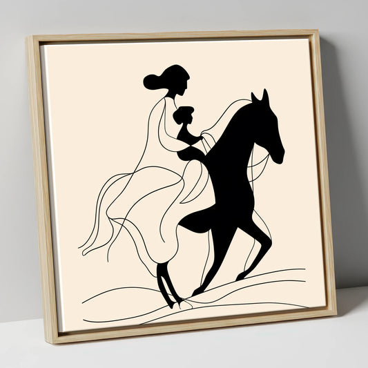 A Shared Journey horse & rider canvas wall art in natural frame