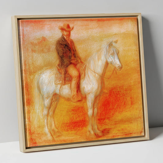 Sunbaked Western Silence western horse canvas wall art in natural frame