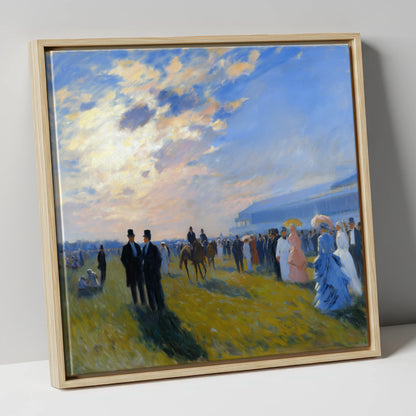Society at the Races racing horse canvas wall art in natural frame