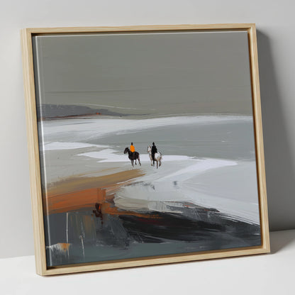 Riding the Grey Expanse horse landscape canvas wall art in natural frame
