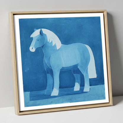 Cobalt Native Pony horse breed canvas wall art in natural frame