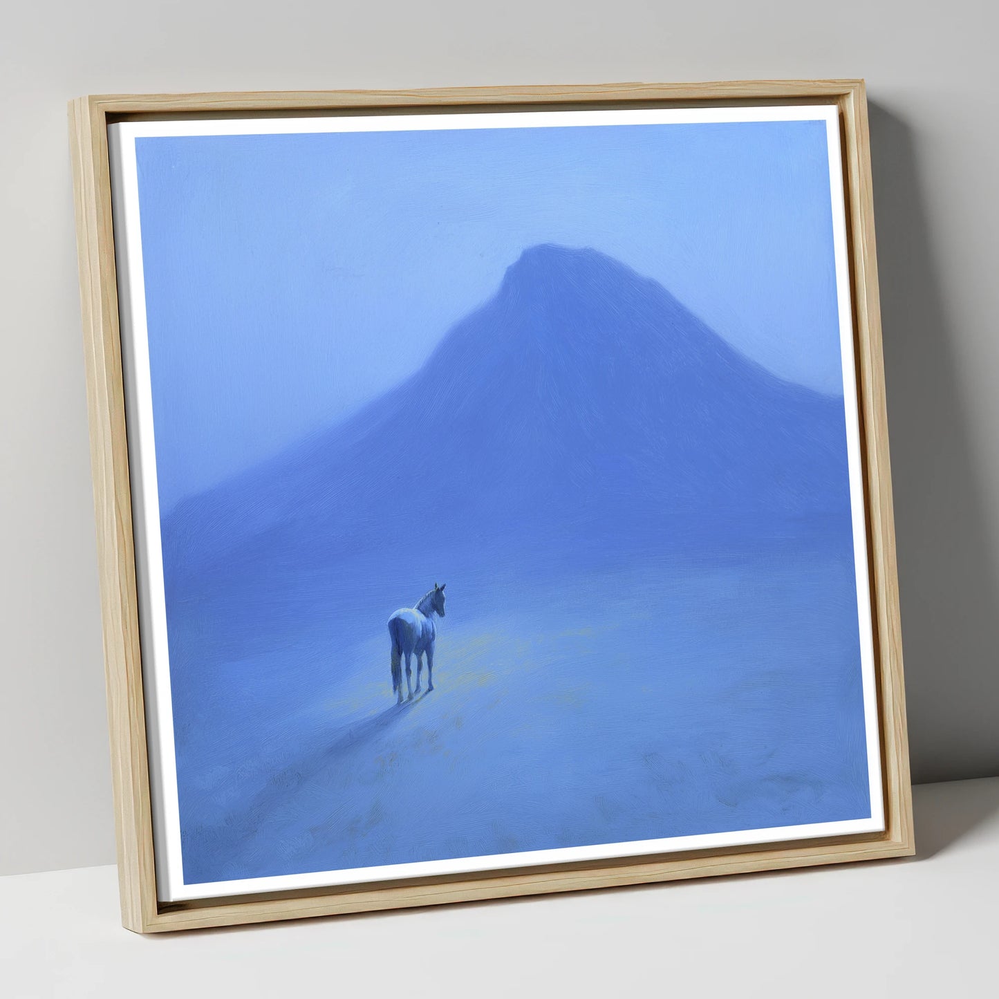 The Silent Peak horse landscape canvas wall art in natural frame