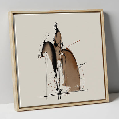 Collected Elegance dressage horse canvas wall art in natural frame