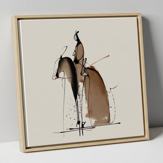 Abstract Sepia Dressage Horse Rider dressage horse canvas wall art in natural frame