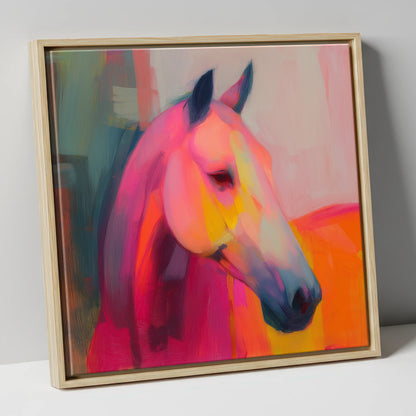 Radiant Equine Spirit horse portrait canvas wall art in natural frame