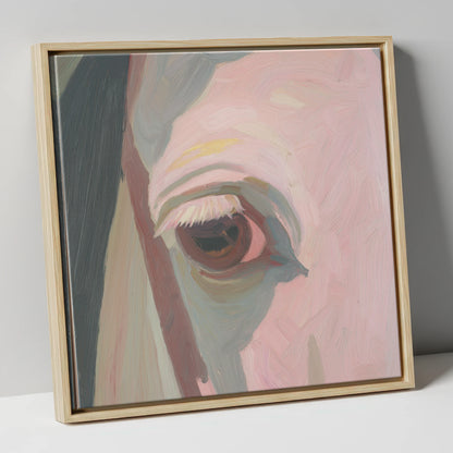 A Gentle Gaze horse portrait canvas wall art in natural frame