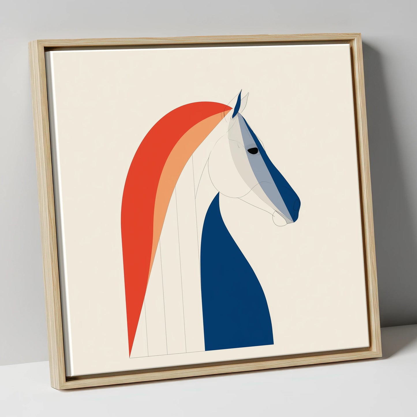Modernist Equine Form horse breed canvas wall art in natural frame