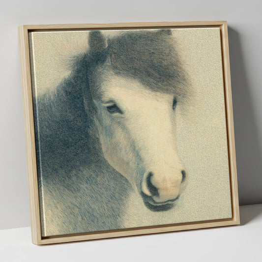 Midnight Slate Portrait horse breed canvas wall art in natural frame