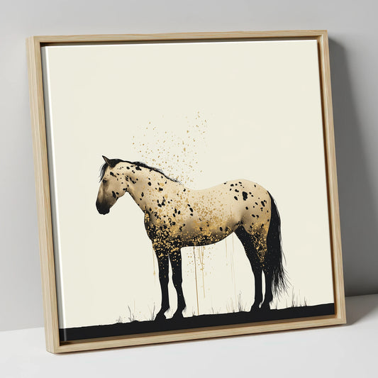 Appaloosa Horse With Gold Accents horse breed canvas wall art in natural frame