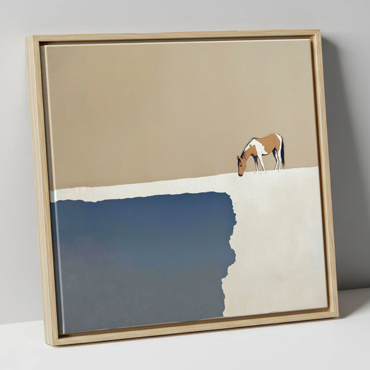 The Quiet Expanse horse landscape canvas wall art in natural frame