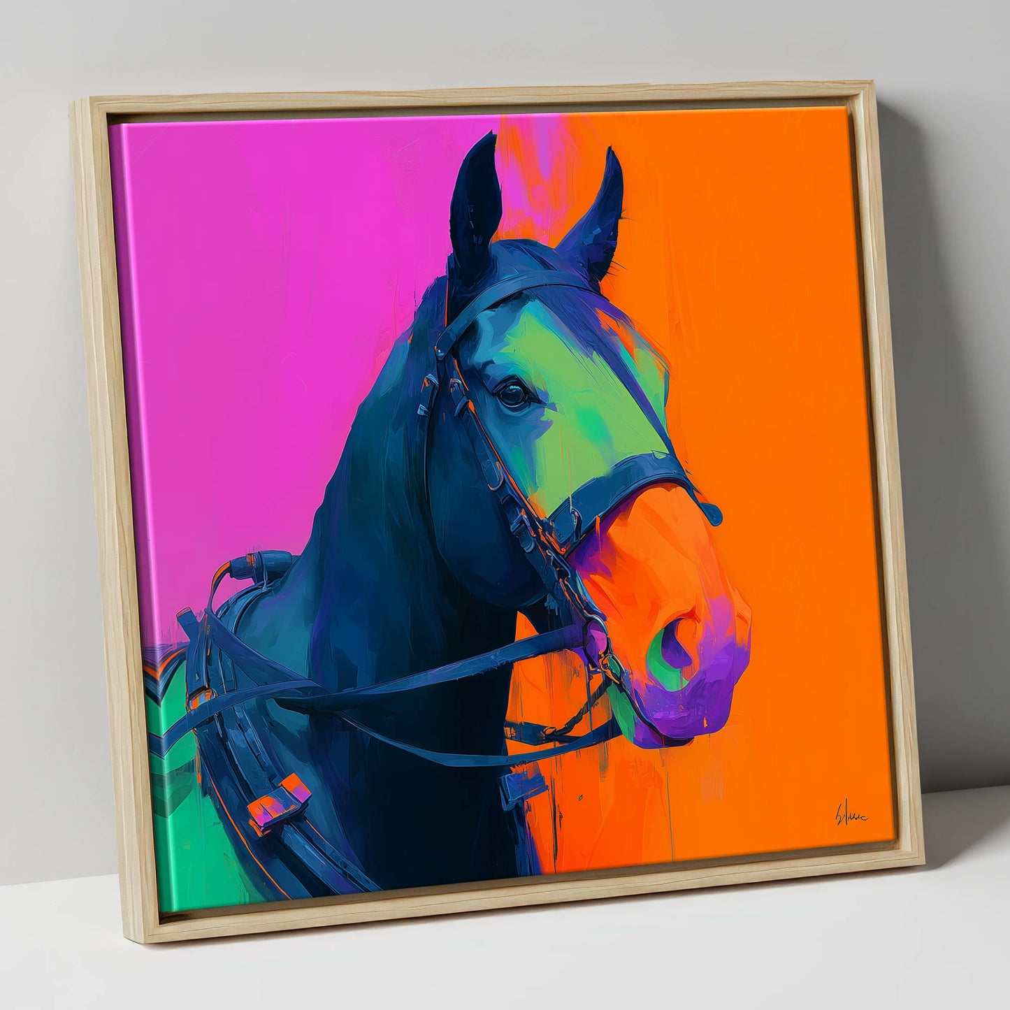The Electric Workhorse working horse canvas wall art in natural frame