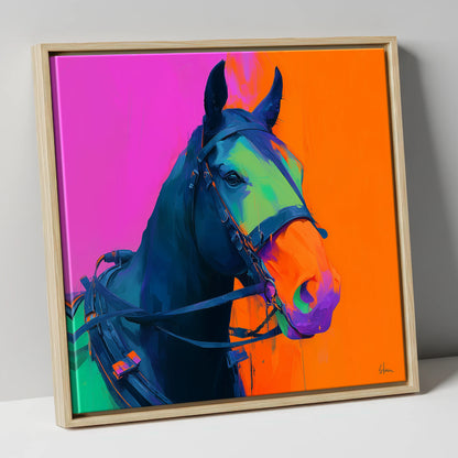 The Electric Workhorse working horse canvas wall art in natural frame