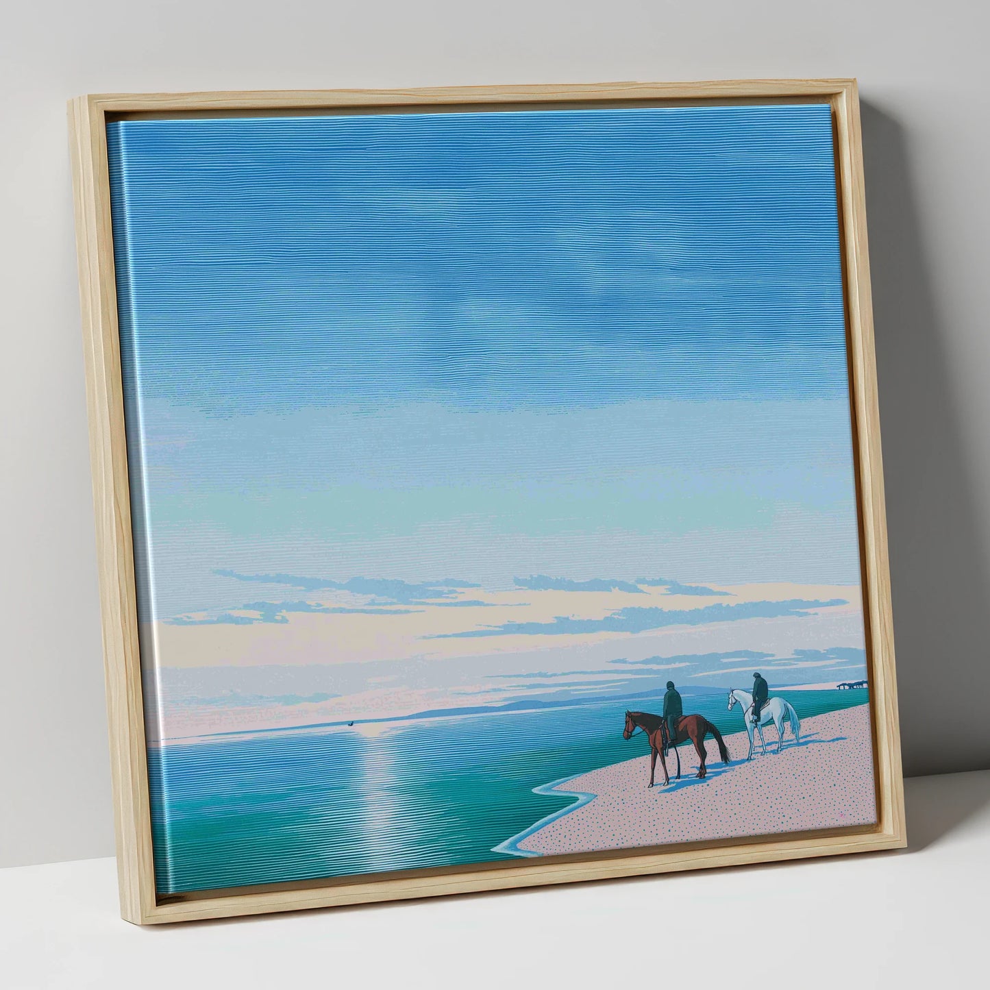 Horizon Bound horse landscape canvas wall art in natural frame
