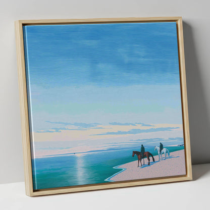 Horizon Bound horse landscape canvas wall art in natural frame