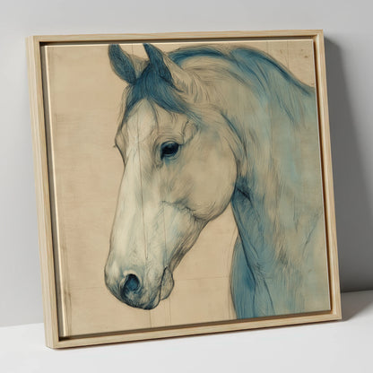 Parchment Profile Study horse portrait canvas wall art in natural frame