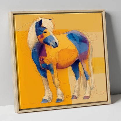 Vibrant Native Spirit horse breed canvas wall art in natural frame