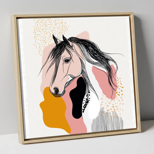 Graphic Equine Elegance horse & rider canvas wall art in natural frame