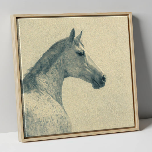 The Dappled Profile horse breed canvas wall art in natural frame