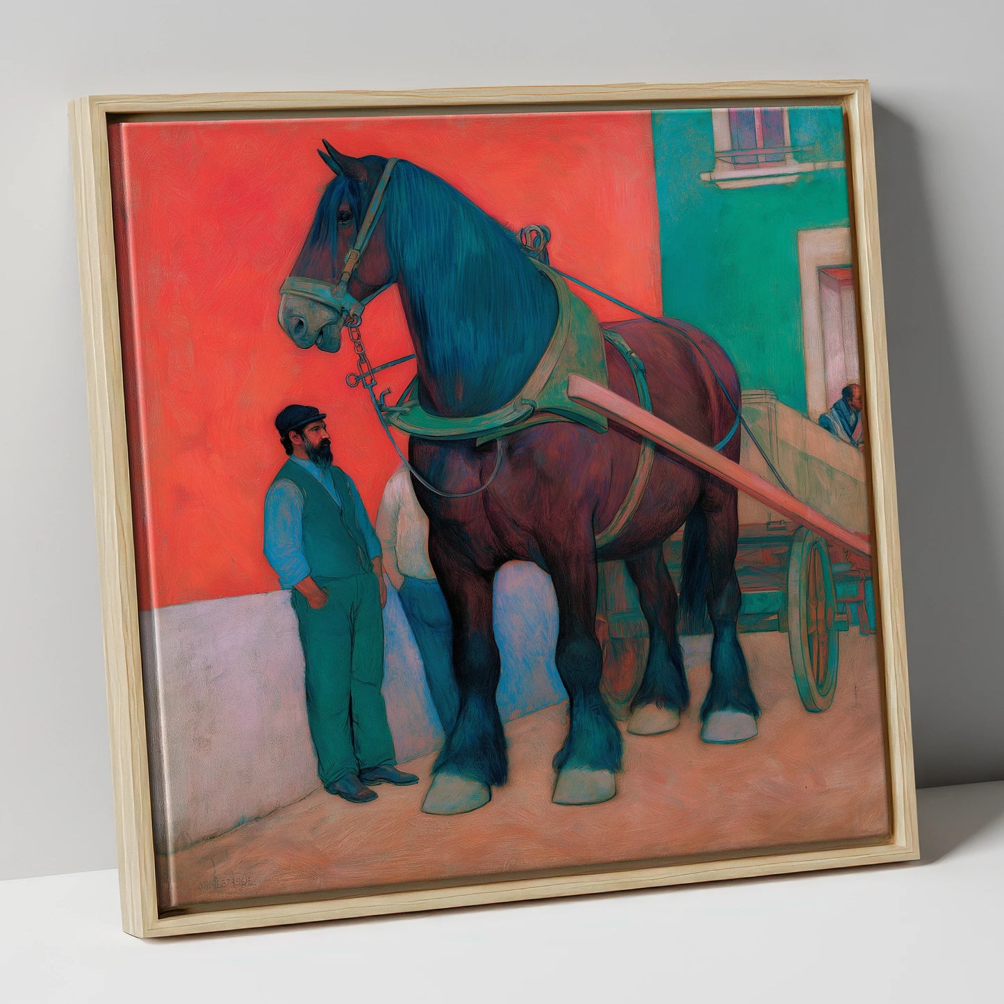 Strength and Stillness working horse canvas wall art in natural frame