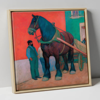 Strength and Stillness working horse canvas wall art in natural frame