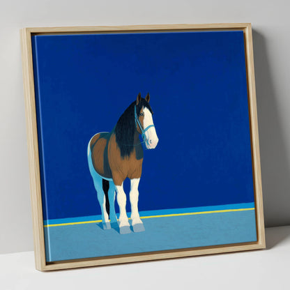 Cobalt Horizon horse breed canvas wall art in natural frame