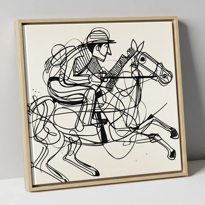 The Abstract Sprint racing horse canvas wall art in natural frame