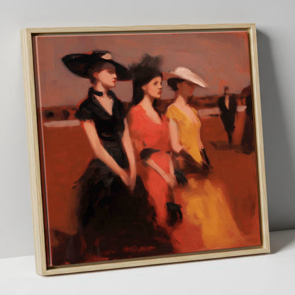 Trackside Elegance racing horse canvas wall art in natural frame