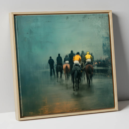 The Early Lot racing horse canvas wall art in natural frame