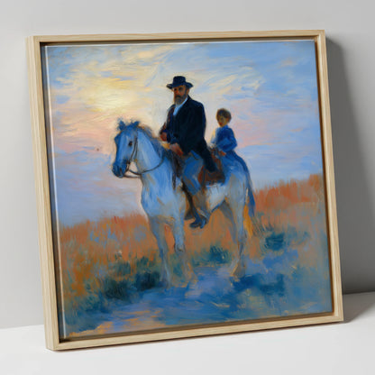 The Luminous Ride horse & rider canvas wall art in natural frame