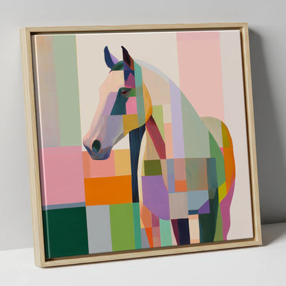 Prismatic Equine Profile horse breed canvas wall art in natural frame