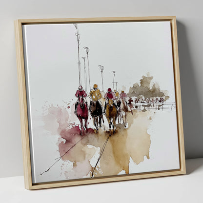 The Final Furlong racing horse canvas wall art in natural frame