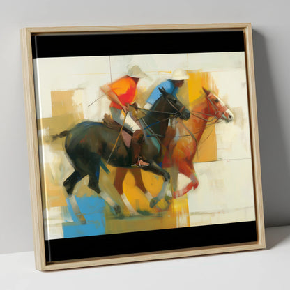 The Final Chukka polo horse canvas wall art in natural frame