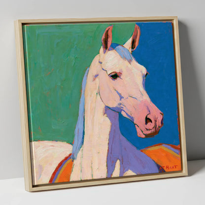 Vibrant Grey Arabian Horse horse breed canvas wall art in natural frame